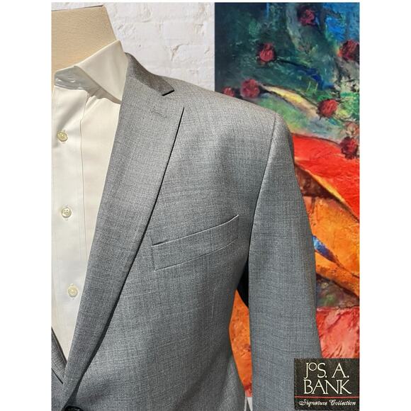 Jos A Bank Signature 48R 39x29 Gray Nailhead Men's 2-Piece Quality Suit - Picture 3 of 16